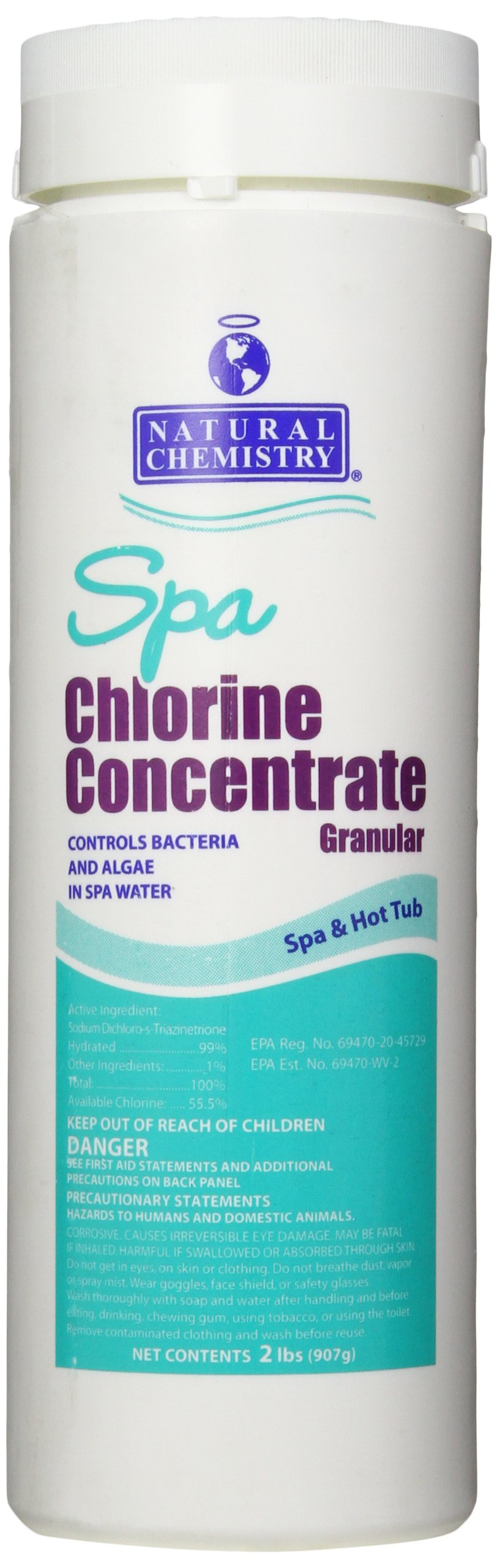Natural Chemistry Spa Chlorine Concentrate Granular, 2 lb, Pack of 1, Disinfects Spas & Hot Tubs, Controls Microorganisms in Spa Water